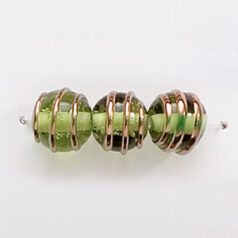 Bead, Preciosa Czech Handmade Lampwork Beads, 8mm Round Goldwire - Lt. Olivine