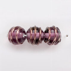 Bead, Preciosa Czech Handmade Lampwork Beads, 8mm Round Goldwire - Amethyst