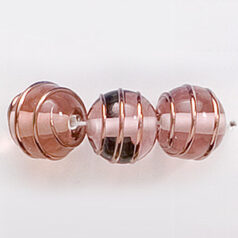 Bead, Preciosa Czech Handmade Lampwork Beads, 10mm Round Goldwire - Rosaline