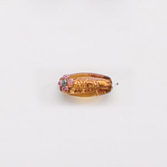 Bead, Preciosa Czech Handmade Lampwork Beads, 18x8mm Oval Silverfoil Flowers - Topaz