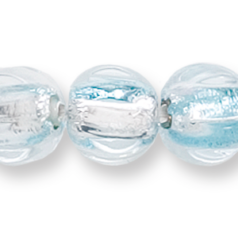 Bead, Preciosa Czech Handmade Lampwork Beads, 10mm Round Fluted Silverfoil - Light Aqua