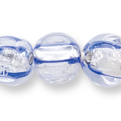 Bead, Preciosa Czech Handmade Lampwork Beads, 10mm Round Fluted Silverfoil - Blue