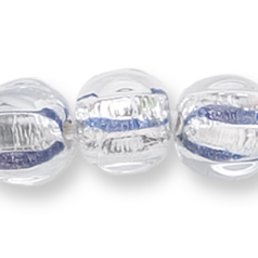 Bead, Preciosa Czech Handmade Lampwork Beads, 10mm Round Fluted Silverfoil - Montana