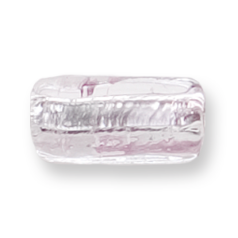 Bead, Preciosa Czech Handmade Lampwork Beads, 18x10mm Tube Fluted Silverfoil - Lt. Amethyst