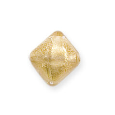 Bead, Preciosa Czech Handmade Lampwork Beads, 12x12mm Diamond Silverfoil - Lt Topaz