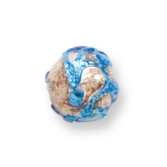 Bead, Preciosa Czech Handmade Lampwork Beads, 10mm Round Silverfoil - Blue