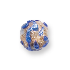 Bead, Preciosa Czech Handmade Lampwork Beads, 10mm Round Silverfoil -Cobalt Blue