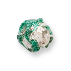 Bead, Preciosa Czech Handmade Lampwork Beads, 10mm Round Silverfoil - Green