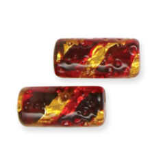 Bead, Preciosa Czech Handmade Lampwork Beads, 18x8mm Tube Silverfoil Spiral - Ruby/Citrine