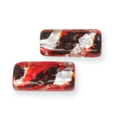 Bead, Preciosa Czech Handmade Lampwork Beads, 18x8mm Tube Silverfoil Spiral - Ruby/Crystal