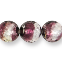 Bead, Preciosa Czech Handmade Lampwork Beads, 12mm Round Silverfoil Spiral - Amethyst/Crystal