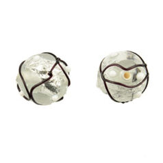 Bead, Preciosa Czech Handmade Lampwork Beads, 12mm Round Silverlined Blacklace - Crystal