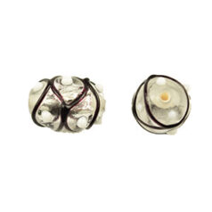 Bead, Preciosa Czech Handmade Lampwork Beads, 14x10mm Oval Silverlined Blacklace - Crystal