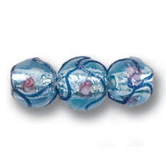 Bead, Preciosa Czech Handmade Lampwork Beads, 8mm Silverlined Bluelace - Lt. Blue