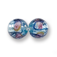 Bead, Preciosa Czech Handmade Lampwork Beads, 10mm Silverlined Bluelace - Lt. Blue