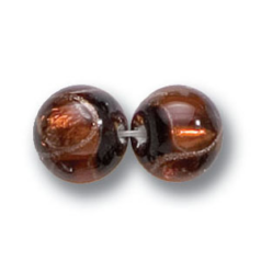 Bead, Preciosa Czech Handmade Lampwork Beads, 10mm Round Silverfoil Capsule - Topaz