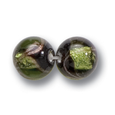 Bead, Preciosa Czech Handmade Lampwork Beads, 10mm Round Silverfoil Capsule - Peridot