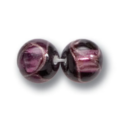 Bead, Preciosa Czech Handmade Lampwork Beads, 10mm Round Silverfoil Capsule - Lt.Amethyst