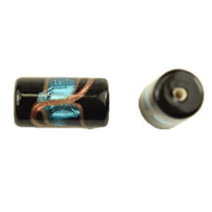 Bead, Preciosa Czech Handmade Lampwork Beads, 16x8mm Tube Silverfoil Capsule - Lt. Aqua