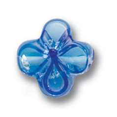 Bead, Preciosa Czech Handmade Lampwork Beads, 16x16mm Silverfoil Swirl Flower - Sapphire