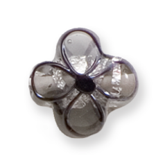 Bead, Preciosa Czech Handmade Lampwork Beads, 16x16mm Silverfoil Swirl Flower - Grey/Amethyst