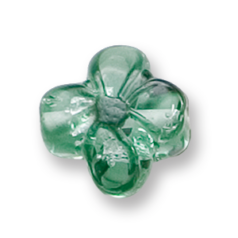 Bead, Preciosa Czech Handmade Lampwork Beads, 16x16mm Silverfoil Swirl Flower - Lt.Emerald