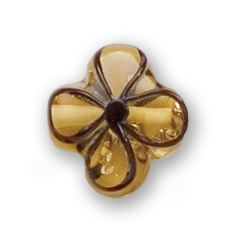 Bead, Preciosa Czech Handmade Lampwork Beads, 16x16mm Silverfoil Swirl Flower - Topaz/Brown