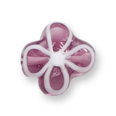 Bead, Preciosa Czech Handmade Lampwork Beads, 16x16mm Silverfoil Swirl Flower - Amethyst