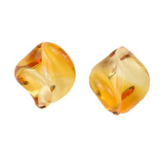 Bead, Preciosa Czech Handmade Lampwork Beads, 15x15mm Bead Twist Two-Tone - Yellow/Crystal