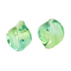 Bead, Preciosa Czech Handmade Lampwork Beads, 15x15mm Bead Twist Two-Tone - Green/Blue