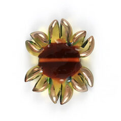 Bead, Preciosa Czech Handmade Lampwork Beads, 27x33mm Sunflower 2Tone - Topaz/Khaki