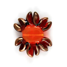 Bead, Preciosa Czech Handmade Lampwork Beads, 27x33mm Sunflower 2Tone - Orange/Red