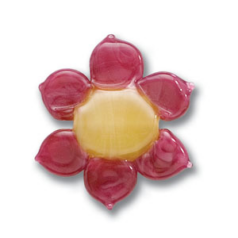 Bead, Preciosa Czech Handmade Lampwork Beads, 30mm Flower Multicolour - Yellow/Rose