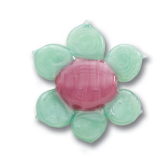Bead, Preciosa Czech Handmade Lampwork Beads, 30mm Flower Multicolour - Rose/Seafoam