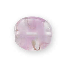 Bead, Preciosa Czech Handmade Lampwork Beads, 18x16mm Flat Oval - Crystal/Pink Opal