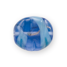 Bead, Preciosa Czech Handmade Lampwork Beads, 18x16mm Flat Oval - Sapphire/Blue Opal