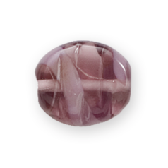 Bead, Preciosa Czech Handmade Lampwork Beads, 18x16mm Flat Oval - Amethyst/Mauve Opal