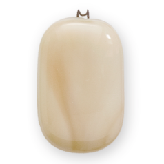 Bead, Preciosa Czech Handmade Lampwork Beads, 36x22mm Rect Pendant - Alabaster Beige