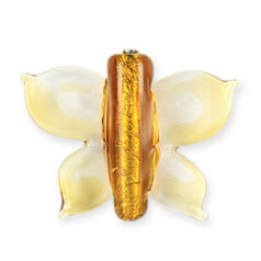 Bead, Preciosa Czech Handmade Lampwork Beads, 35x45mm Butterfly Silverlined - Amber/Yellow