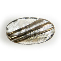 Bead, Preciosa Czech Handmade Lampwork Beads, 23x14mm Flat Oval Silverfoil w/Copper Bands - Crystal