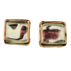 Bead, Preciosa Czech Handmade Lampwork Beads, 16x15mm Flat Square Gold Edge - White