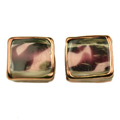Bead, Preciosa Czech Handmade Lampwork Beads, 16x15mm Flat Square Gold Edge - Pink