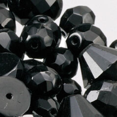 Bead, Czech firepolish, faceted shapes and sizes 6mm, 8mm, 10mm & 14mm  (hole size 1.2-1.4mm), JET MIXED SHAPES