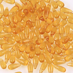 Bead, Preciosa Czech pressed glass, 12mm drop - Amber / Dark Yellow