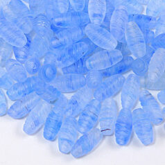 Bead, Preciosa Czech pressed glass, 14x6mm textured oval tube - Blue