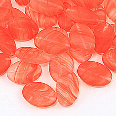 Bead, Preciosa Czech pressed glass, 16x11mm colorswirl flat oval - Red