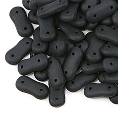 Bead, Preciosa Czech pressed glass, 16x7mm matte twin-hole(hole size .9mm) - Black