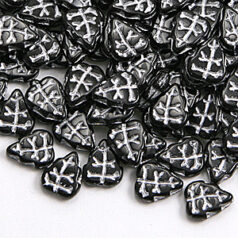 Bead, Preciosa Czech pressed glass, 11x9mm leaf - Black