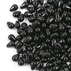 Bead, Preciosa Czech pressed glass, 6mm, Drop - Black