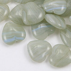 Bead, Preciosa Czech pressed glass, 16x11mm transparent heart - Grey / Green